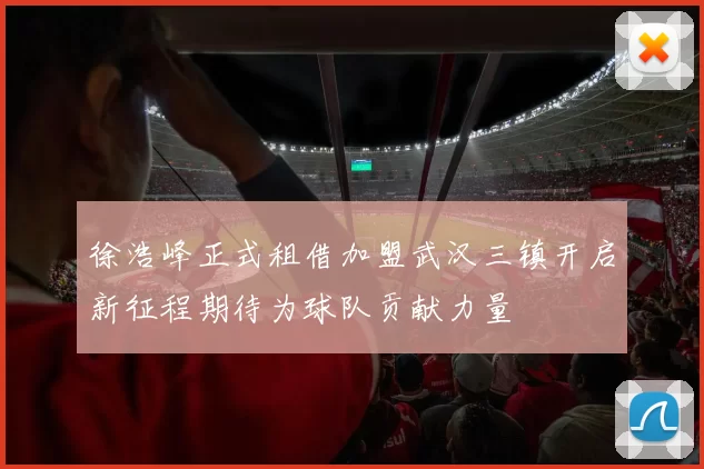 徐浩峰正式租借加盟武汉三镇开启新征程期待为球队贡献力量